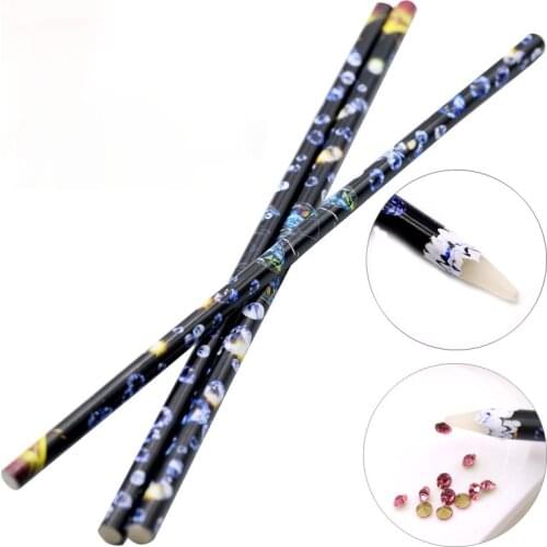 1Pc Crayon Wax Dotting Pen Pencil Self-adhesive Rhinestones Gems Drilling Picking Picker Tips Tools DIY Salon Nail Art Manicure