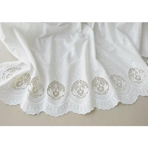 1 Yard Cotton Lace Fabric With Hollowed Out Floral Pattern
