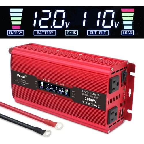 3000W Peak NEW External Insurance Universal/US Socket Dual USB DC12V/24V to AC 110V/220V Portable Car Charger Power Inverter
