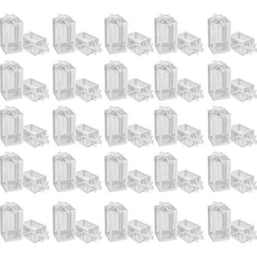 50 Pcs Clear Plactic Cubes,PVC Boxes for Cupcake Wedding Party Favor for Birthday Anniversary Transparent Gift Box
