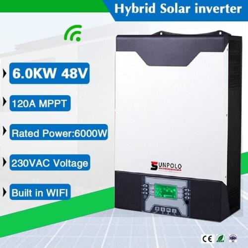 MPPT 5000W 80A Pure Sine Wave Hybrid Inverter 48V 230VAC up to 9pcs parallel build in wifi work without battery