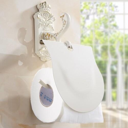 Zinc Alloy antique toilet paper holder, European baking white varnish roll paper rack, Bathroom kitchen tissue paper holders