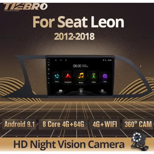 TIEBRO 2DIN Android 9.0 Car Radio For Seat Leon 2013-2018 Multimedia Player Navigation Carplay DSP 2 Din 360° Rear Cam No DVD