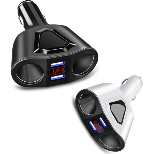 Car Charger 2 USB Smoke Lighter Socket Splitter Adapter for Smartphone Vehicle New Arrival