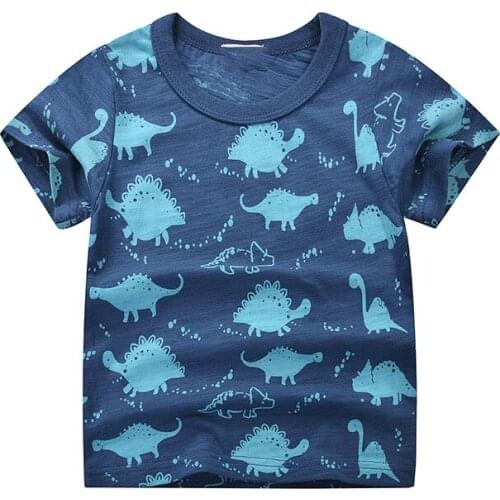 Bambino 2021 New Summer Tee for Boys 2-7 Years Dinosaur T Shirt of Children Top Clothes of School Kids 100% Cotton Clothing