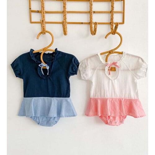 Baby Girl Bodysuit Summer Newborn Princess Dress Baby Lace Short Sleeve Jumpsuit Infant Baby Girl Clothes