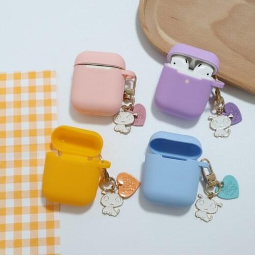 Cute White Dog Keychain For AirPods 2 3 Pro Headphone Case Silicone Case Wireless Bluetooth Earphone Charging Box Cover
