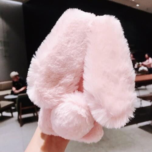 Cute Hairy Rabbit Animal Phone Case For iPhone 12 Mini Pro Max 11 Pro Max XS MAX XR 7 8 Plus Soft Plush Phone Back Cover
