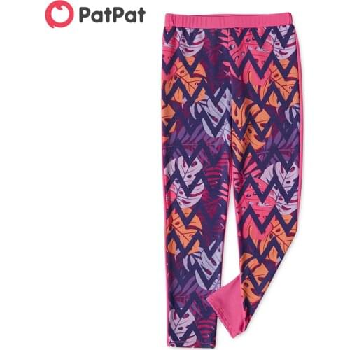 PatPat Kid Girl Exotic Colorblock Elasticized Leggings