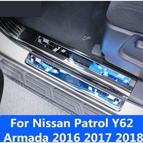 For Nissan Patrol Y62 Armada 2016 2017 2018 Black stainless steel welcome pedal refires door sill strip parts Panel car styling