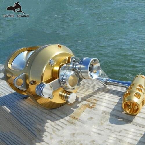 50W 2 Speed Reels Aluminum Big Game Reel 3.1:1/1.1:1 Gear Ratio Saltwater Trolling Reels Slow Jigging Overhead Reel Conventional