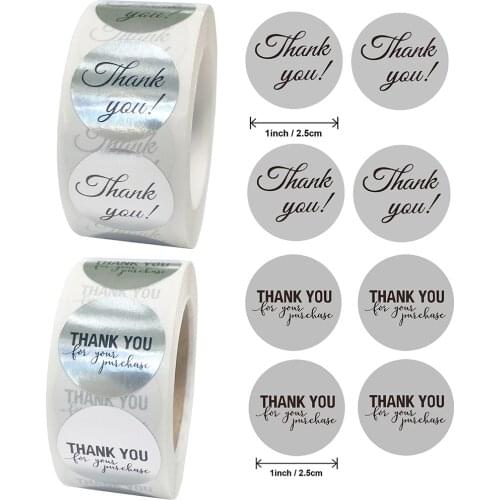 500PCS 2.5CM Golden Silver Thank You Sticker Student Diary Scrapbooking Label DIY Decorative Stationery Sticker