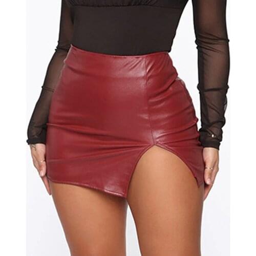JAYCOSIN PU Leather Mini Skirt Sexy Women Fashion Plus Size Pencil Skirt Lady Skinny High Waist Split Short Skirts Sexy Bottoms