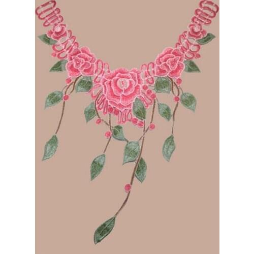 Colorful Embroidered Lace Collar Applique Neckline for Women Garment Polyester Lace Fabric Sewing