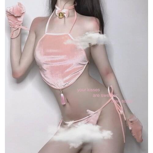 Cute Cat Role Play Costumes Autumn Babydoll Woman Bikini Adult Sexy Lingerie Hot Erotic Cosplay Outfits Lovely Bandage Bellyband