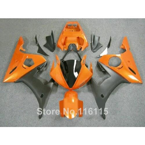 MOTOMARTS ABS full fairing kit fit for YAMAHA R6 2003 2004 2005 orange matte black YZF R6 fairings set 03 04 05 #153
