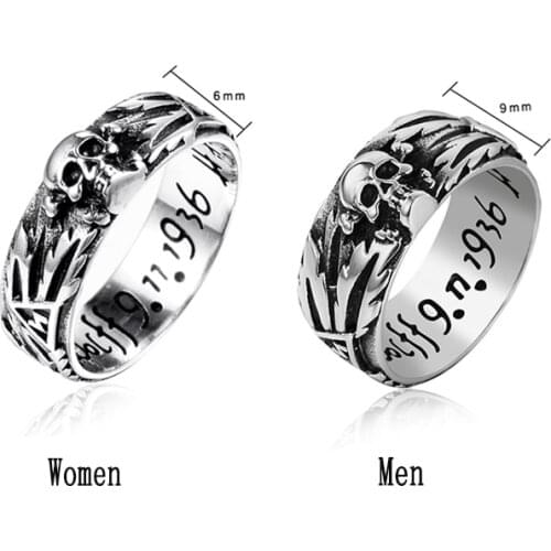 Gothic Skull Mens Ring Punk 316L Stainless Steel Skull Couple Ring For Men And Women A Lifetime Love Fashion Jewelry Size 6-13