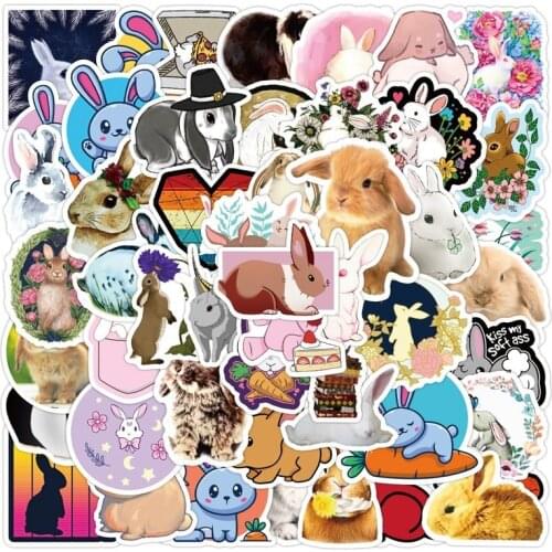 10/50pcs Cartoon Cute Rabbit Sticker Graffiti Suitcase Laptop Mobile Phone Skateboard Decoration Sticker Waterproof Classic Toys
