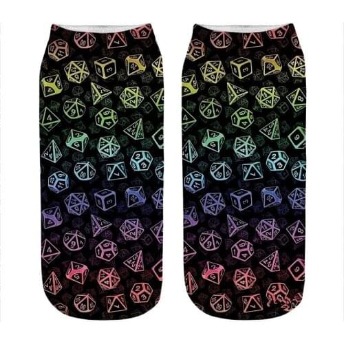 Womens socks kawaii Rainbow Dice Set Pattern Printed Socks Woman harajuku Happy Funny Novelty cute girl gift Socks for women