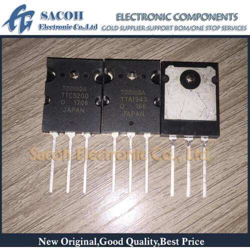 New copy 5Pairs(10PCS)/Lot TTA1943 A1943 + TTC5200 C5200 TO-3PL Good quality NPN+PNP Power Amplifier Transistor