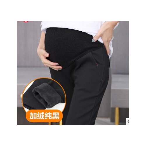 New jeans Maternity Winter Warm Leggings Pregnancy black High Waist Pants For Pregnant Women Soft Velvet Clothing Trousers