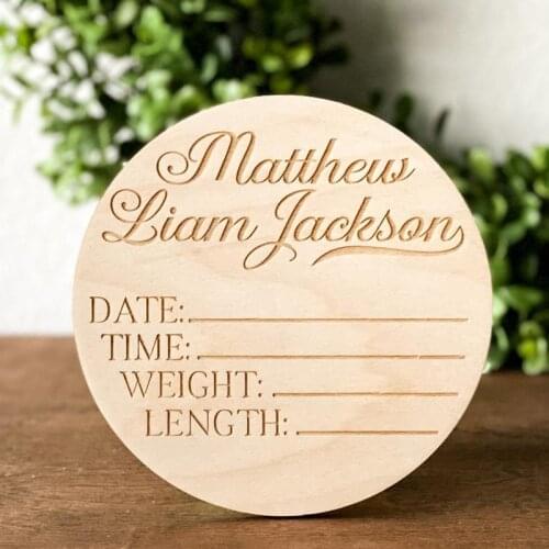 Personalized name wood Baby Photo Prop Birth Detail Sign Birth Announcement Baby Plaque Newborn Stats Sign