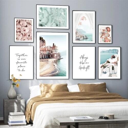 Italy Amalfi Coast Poster Nature Green Landscape Print Summer inspired gallery Canvas Art Painting Seascape Picture Wall Decor