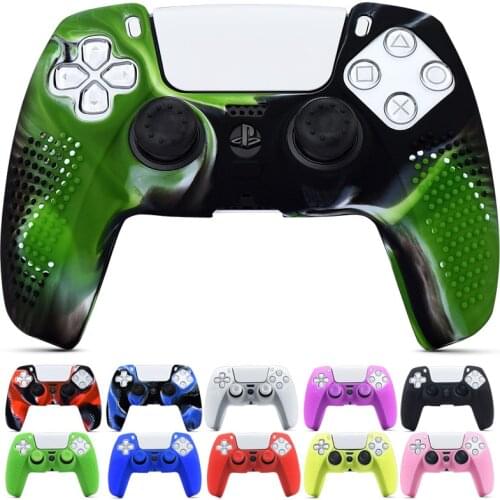 Anti-slip Double-sided Contacts Silicone Cover Skin Case for Sony PS5 Dualsense Controller with PRO Thumb Grips x2