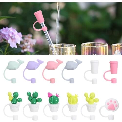 Silicone Straw Plug High Quality Reusable Drinking Dust Cap Glass Cup Accessories Cartoon Plugs Tips Cover Splash Proof
