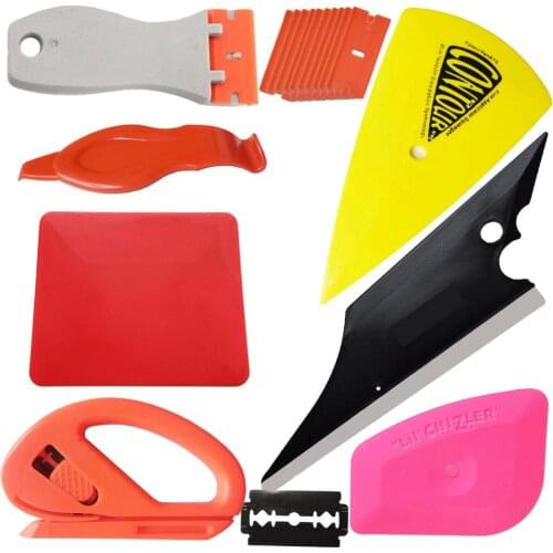 Razor Scraper Blades Vinyl Wrap Squeegee Safety Cutter Sharp Corner Scraper Soft Wiper Car Sticker Film Installing Tools K105