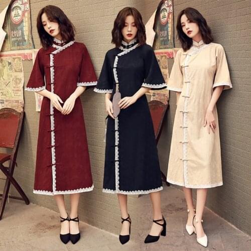 Modern cheongsam chinese dress casual cheongsam dress women ципао improved retro daily cheongsam banquet catwalk show cheongsam