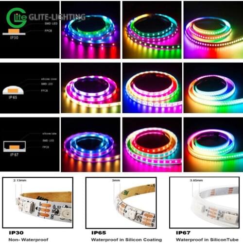 Pixels addressableWS2811 WS2815 WS2812B WS2813 LED light strip 5050 smart IP30/65/67 RGB full color30/60LEDs strip DC5/12V