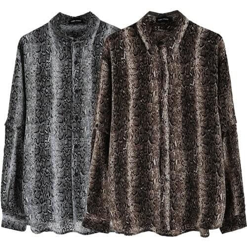 Dark Retro Shirts Leopard Print Tapered Long Sleeve Shirt For Men Oversize Chic Hawaiian Shirts Men Lapel Streetwear Camisa