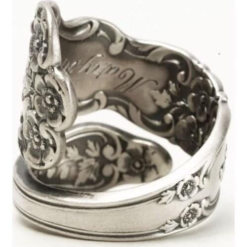 Vintage Flower Opening Resizable Ring Jewelry for Women Cocktail Party Wedding Engagement Ring Love Token Gift for Wife