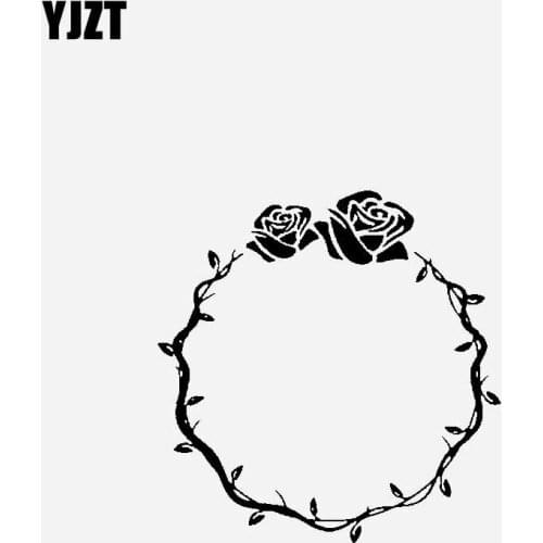 YJZT 15.7CM*16.1CM Car Sticker Creative Design Of Roses Vinyl Decal Black/Silver C23-0550