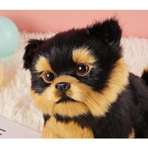 1Pc Yorkshire Terrier Dog Simulation Toy Animal Model Decoration Dog Realistic Desktop Toy Yorkshire Terrier Plush Cute Toy