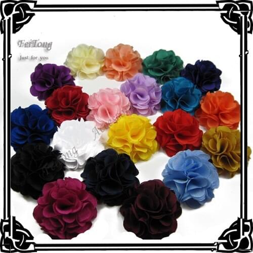 24pcs/lot Free Shipping 2" Chiffon Fabric rose Flower Hair Accessories brooch flowers 20colors for your pick