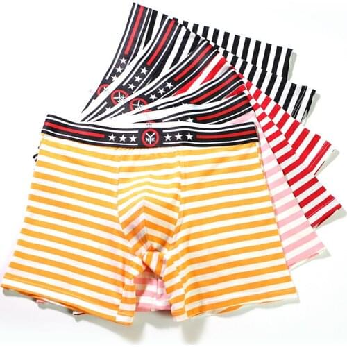 4PCS/Lots Men Cotton Boxer Shorts Striped Underwear Cueca Seamless Underpants Sleep Bottoms Calzoncillos Panties Boxershorts 2XL