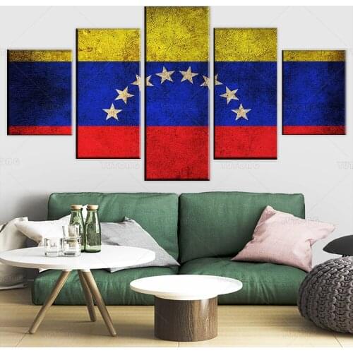 5 Pieces Flag Of Venezuela Home Decor Wall Art Modular Picture Canvas Printed Poster For Living Room Framework Modern Artwork