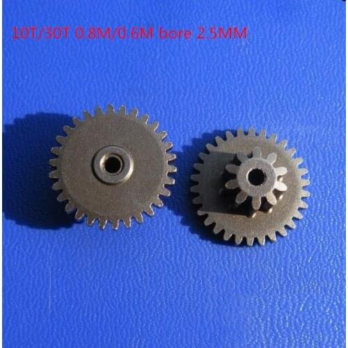 5pcs/lot 10T/30T 0.8M/0.6M bore2.5mm Iron metal gear Bilayer gears mini gear motor gear for diy model