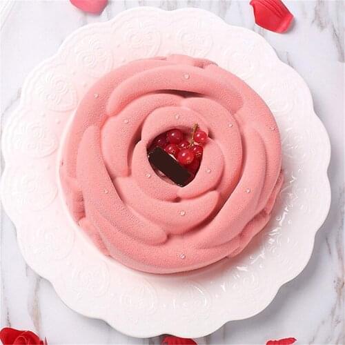 7.3" Big Rose Flower Silicone Baking Pan For Bread Pie Flan Tart Molds Birthday Cake Mold DIY Loaf Brownie Cheesecake Bakeware