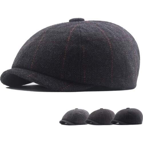 2020 Solid Color Black Vintage Mens Beret Cap Wool Beret Hat French Top Hat Womens Casual Newsboy Cap Wool Designer Bonnets