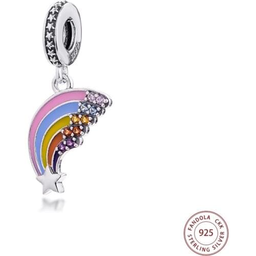 Fits Pandora Bracelet Charms 925 Original Sterling Silver Colourful Rainbow Dangle Beads DIY Fine Jewelry Making Bijoux Femme