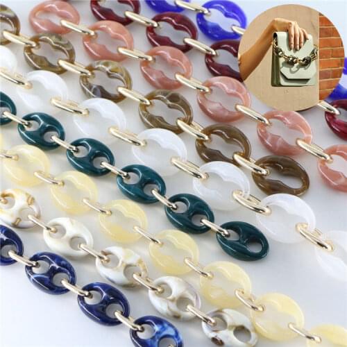 37 cm Long Acrylic Resin Chain Bag Strap for Handbags Women Gold Purse Chains for Plastic Bags Accessories Acrylic Plastic Chain