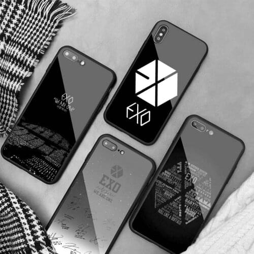 Kpop EXO Lucky one DIY Tempered Glass Case For iPhone 11 12 Pro XR X XS MAX 8 7 6 5 Plus Phone Back Cover shell