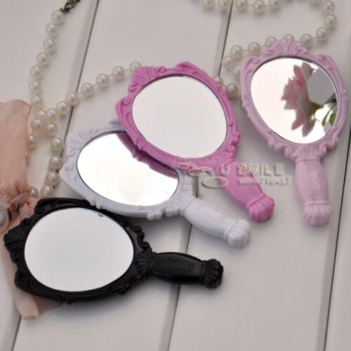 Hot Rose Cosmetic Mirror Plastic Makeup Mirror Cute Girl Hand Make Up Red,Purple,Black,White,Pink 5 colorsMD18