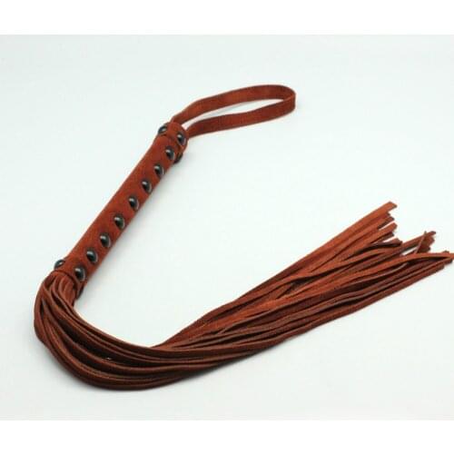 55cm Top Leather flogger spanking horse whip,Brown Suede Spanking flogger whip, flirting spanker sex products, Adult sex toys