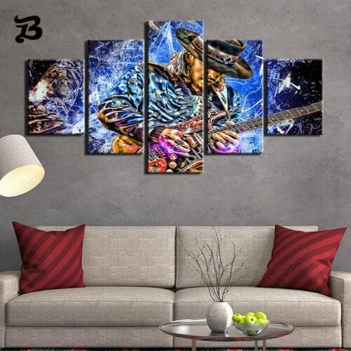 Canvas Painting 5 Pieces Rock Music Abstract Graffiti Guitar Art Canvas Posters and Prints Wall Pictures for Living Room Decor