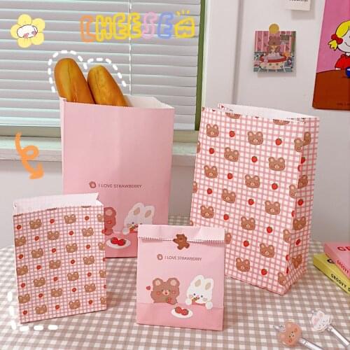 Ins Style Kawaii Cartoon Color Bear Girl Paper Bag Snack Bag Debris Storage Bag Cute Posing Props Cartoon Paper Bag