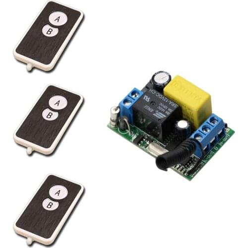 Hot Selling AC220V 1 Channel ON/OFF 220V Wireless Remote Control Switch for Lamp & Light 1 Receiver+3 Remote Controllers